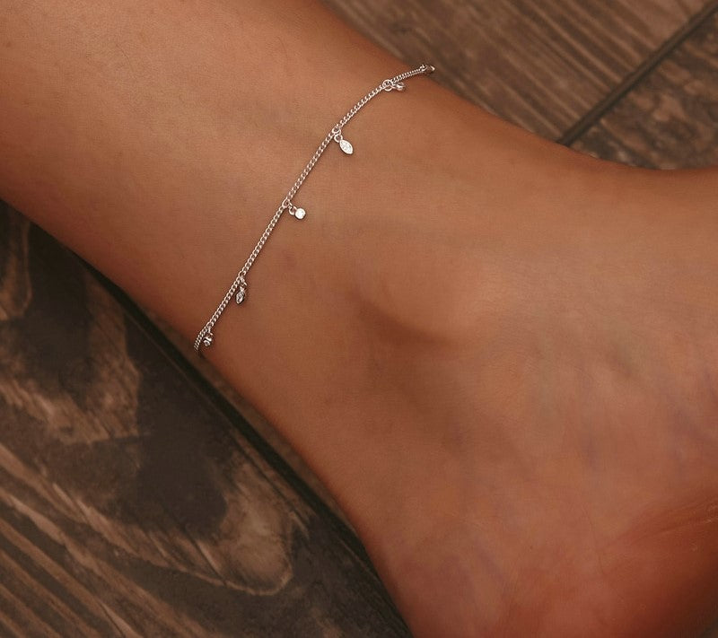 925 Sterling Silver Minimalism Anklet - TEA LU SHOP
