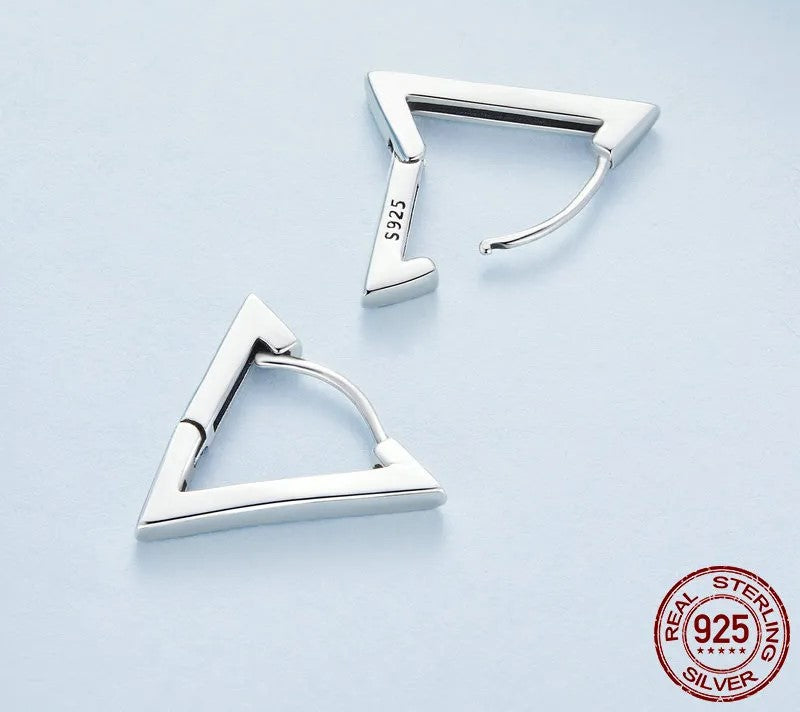 925 Sterling Silver Small Triangle Earrings - TEA LU SHOP