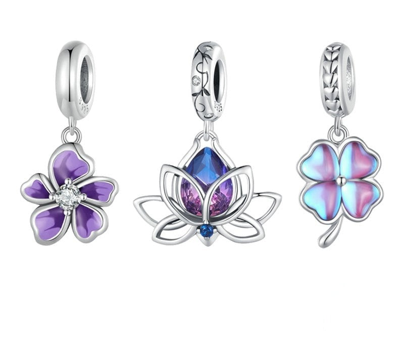 925 Sterling Silver Four-Leaf Clover Charms - TEA LU SHOP