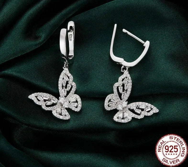 CZ Butterfly Hoop Earrings