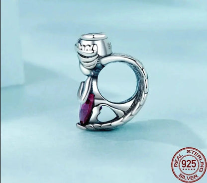 925 Sterling Silver Heart Angel Charm