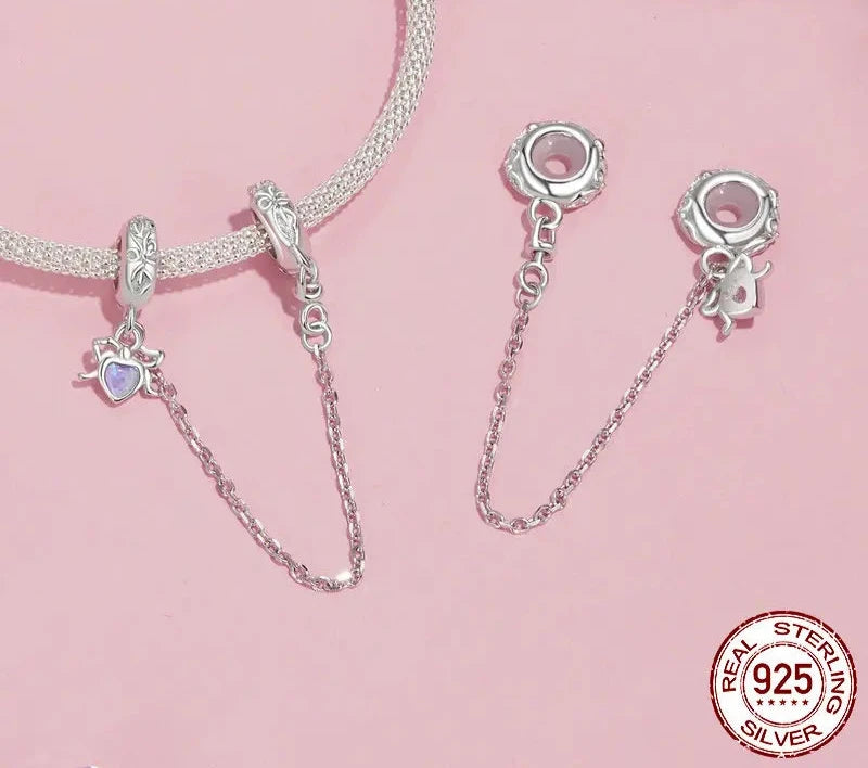 925 Sterling Silver Bow Safety Chain