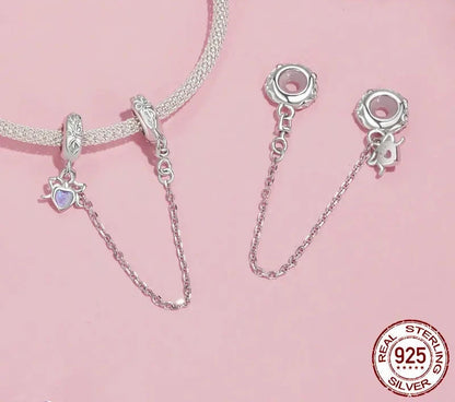 925 Sterling Silver Bow Safety Chain