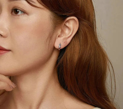 925 Sterling Silver Colorful Zircon Ear Buckles