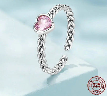 925 Sterling Silver Texture Twisted Heart Ring - TEA LU SHOP