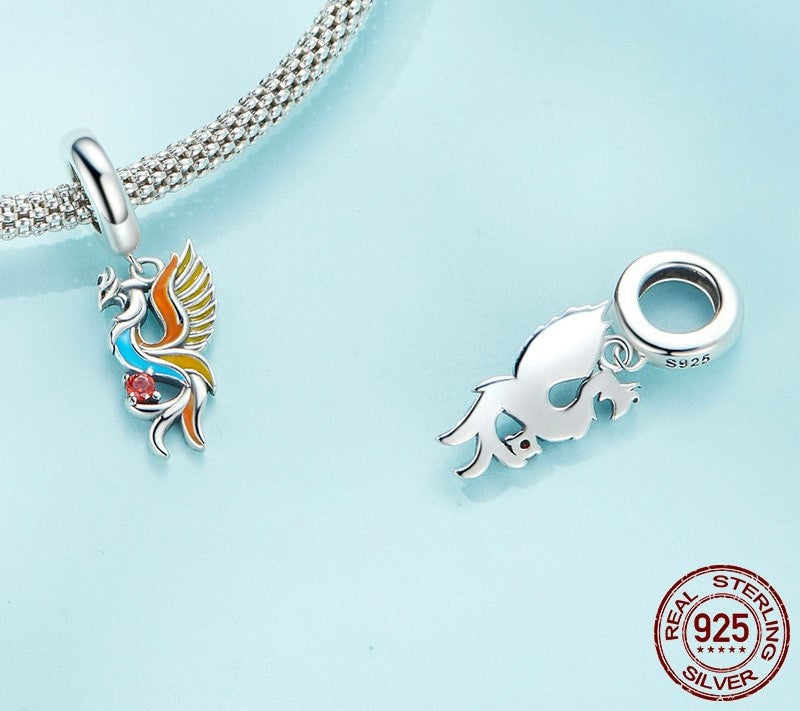 925 Sterling Silver Colorful Phoenix Pendant - TEA LU SHOP