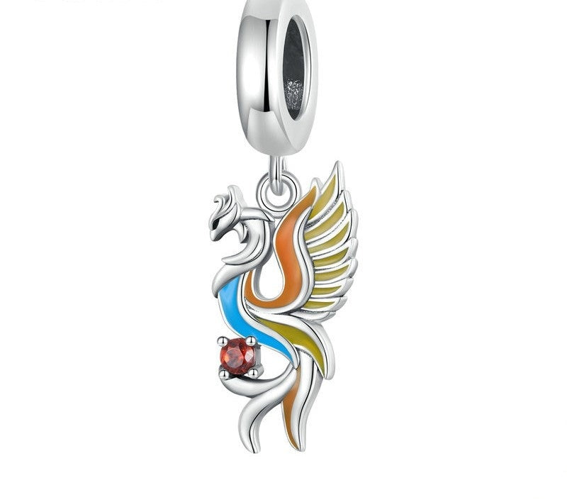 925 Sterling Silver Colorful Phoenix Pendant - TEA LU SHOP