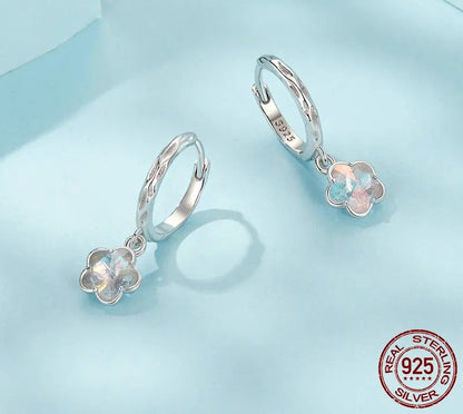 925 Sterling Silver Fantasy Ice Flower Hoop Earrings - Shine Bright Store