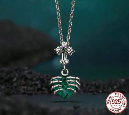 925 Sterling Silver Skull Heart Pendant