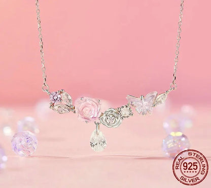 925 Sterling Silver Romantic Flower Necklace - Shine Bright Store