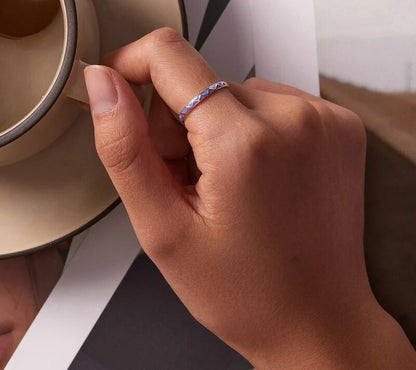 925 Sterling Silver Simple Light Pink Ring - TEA LU SHOP
