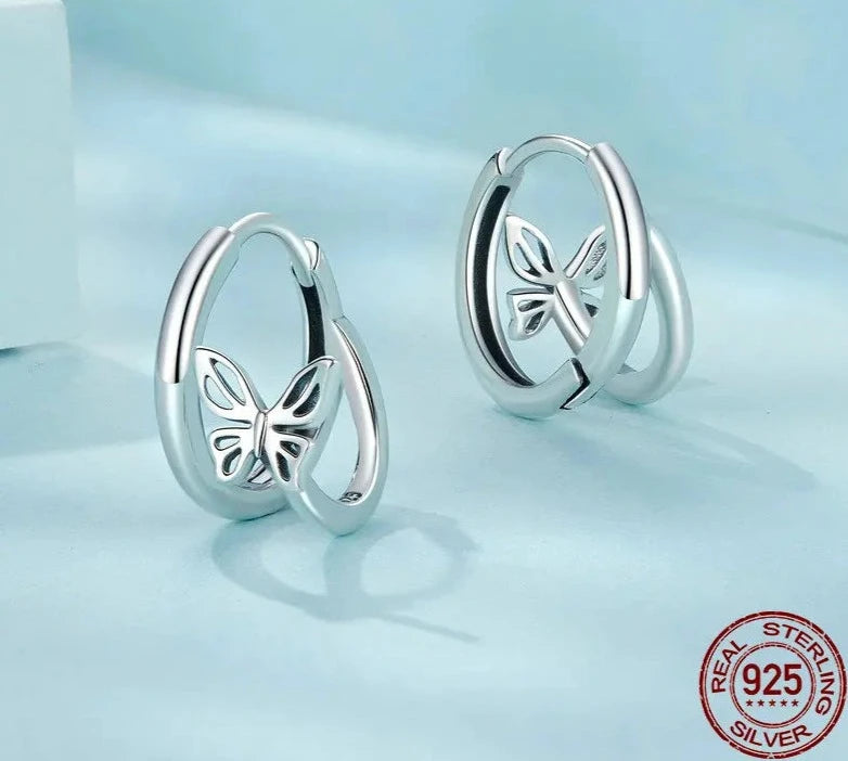 Dainty Butterfly Hoop Earrings