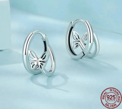 Dainty Butterfly Hoop Earrings
