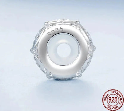 Dainty 925 Sterling Silver Flower Pattern Silicone Spacer Bead Charm