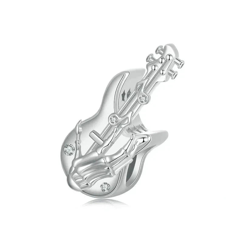 925 Sterling Silver Skull Hand Bass Charm