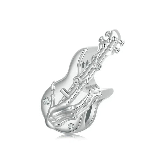 925 Sterling Silver Skull Hand Bass Charm