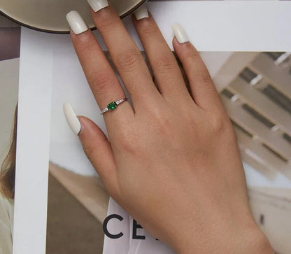925 Sterling Silver Simple Gemstone Ring - TEA LU SHOP