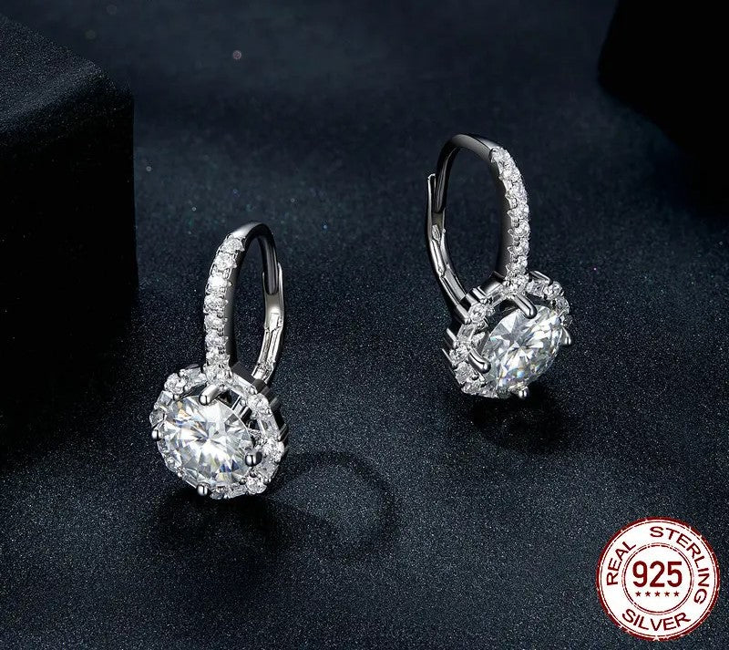 925 Sterling Silver Moissanite Hoop Earrings - TEA LU SHOP