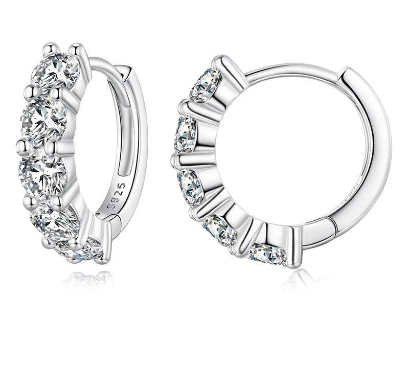 925 Sterling Silver Moissanite Hoop Earrings - TEA LU SHOP