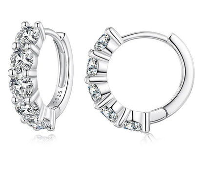 925 Sterling Silver Moissanite Hoop Earrings - TEA LU SHOP