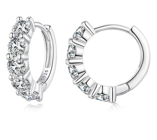 925 Sterling Silver Moissanite Hoop Earrings - TEA LU SHOP