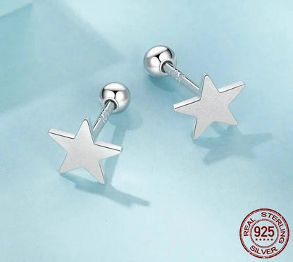 925 Sterling Silver Stars Stud Earrings