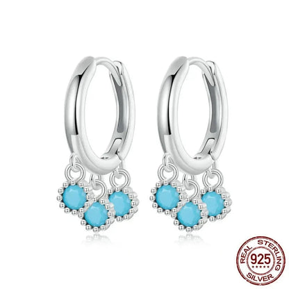 925 Sterling Silver Blue Turquoise Ear Buckles