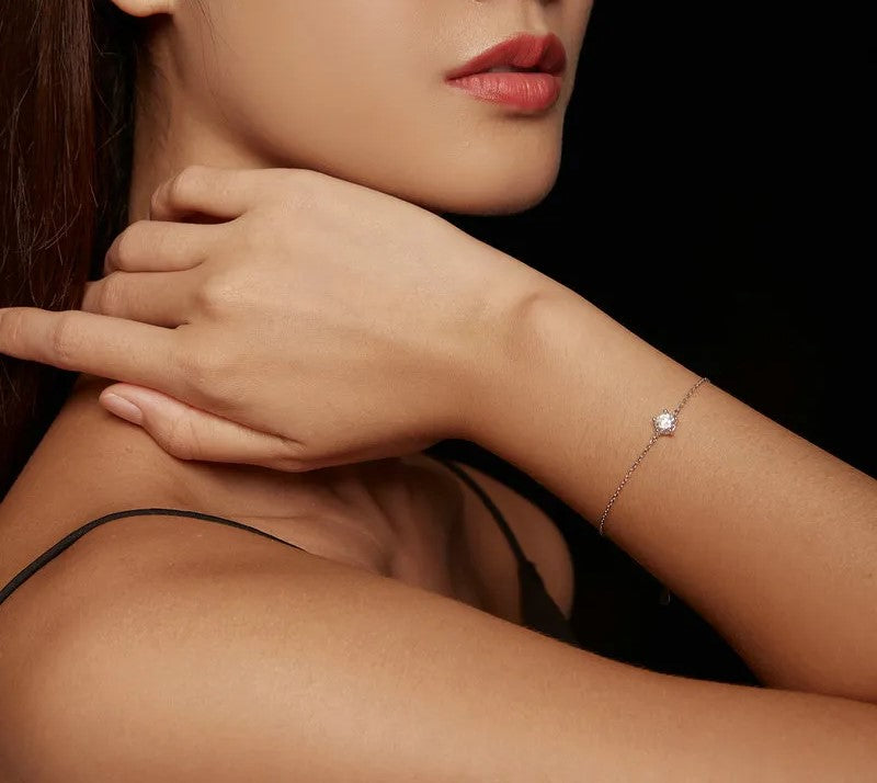 925 Sterling Silver Moissanite Bracelet - TEA LU SHOP