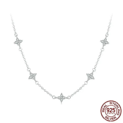 Dainty Stars Necklace with Four-Leaf Clover CZ