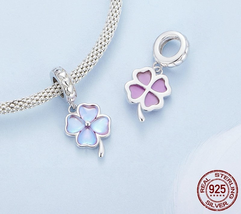 925 Sterling Silver Four-Leaf Clover Charms - TEA LU SHOP