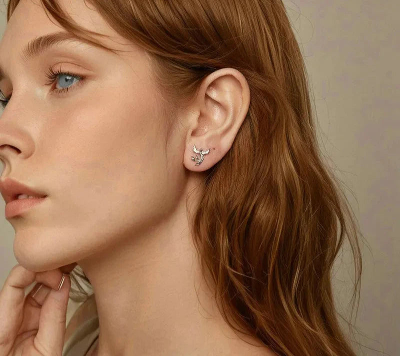 925 Sterling Silver Phoenix Stud Earrings