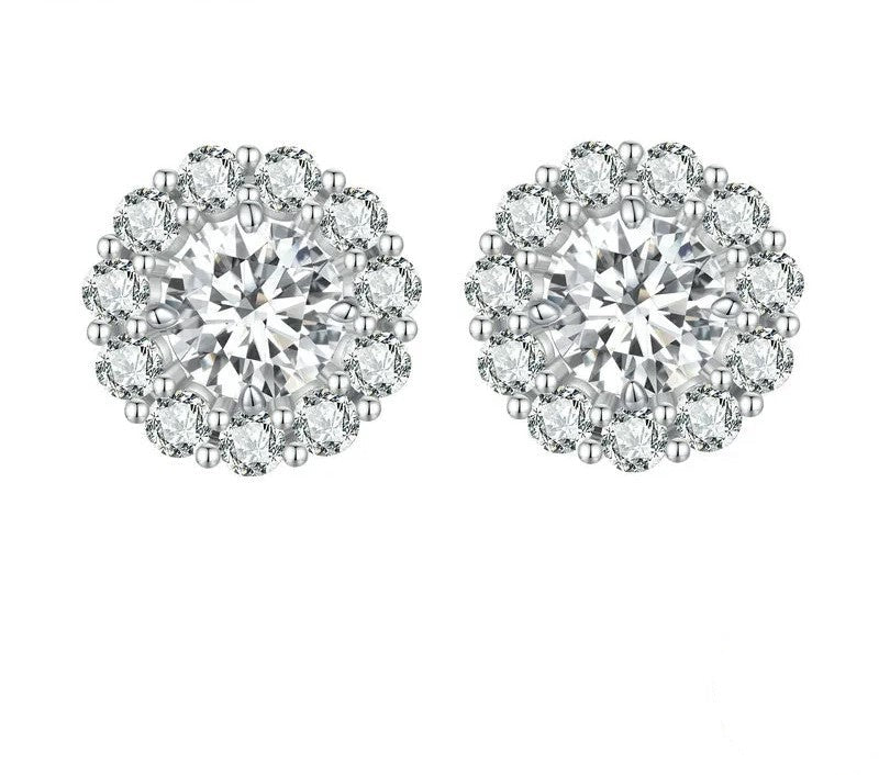 925 Sterling Silver Classic Moissanite Stud Earrings - TEA LU SHOP