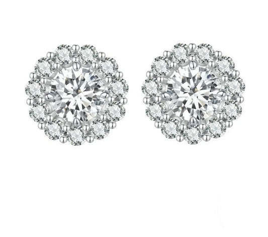 925 Sterling Silver Classic Moissanite Stud Earrings - TEA LU SHOP