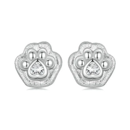 925 Sterling Silver Cute Paw Stud Earrings