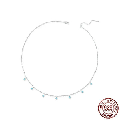 925 Sterling Silver Turquoise Bead Necklace