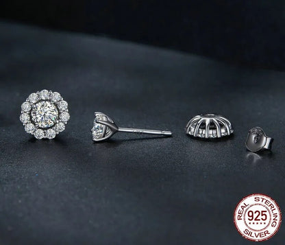 925 Sterling Silver Classic Moissanite Stud Earrings - TEA LU SHOP