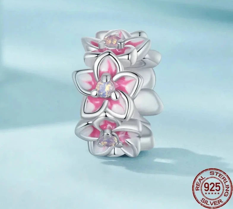 925 Sterling Silver Cherry Flower Stopper Bead