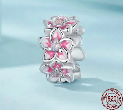 925 Sterling Silver Cherry Flower Stopper Bead