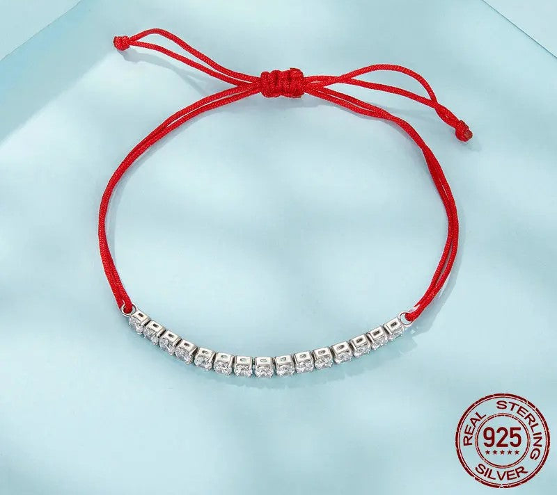925 Sterling Silver Zircon Lucky Red Rope Bracelet - Shine Bright Store