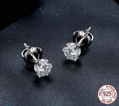 925 Sterling Silver Moissanite Stud Earrings - TEA LU SHOP
