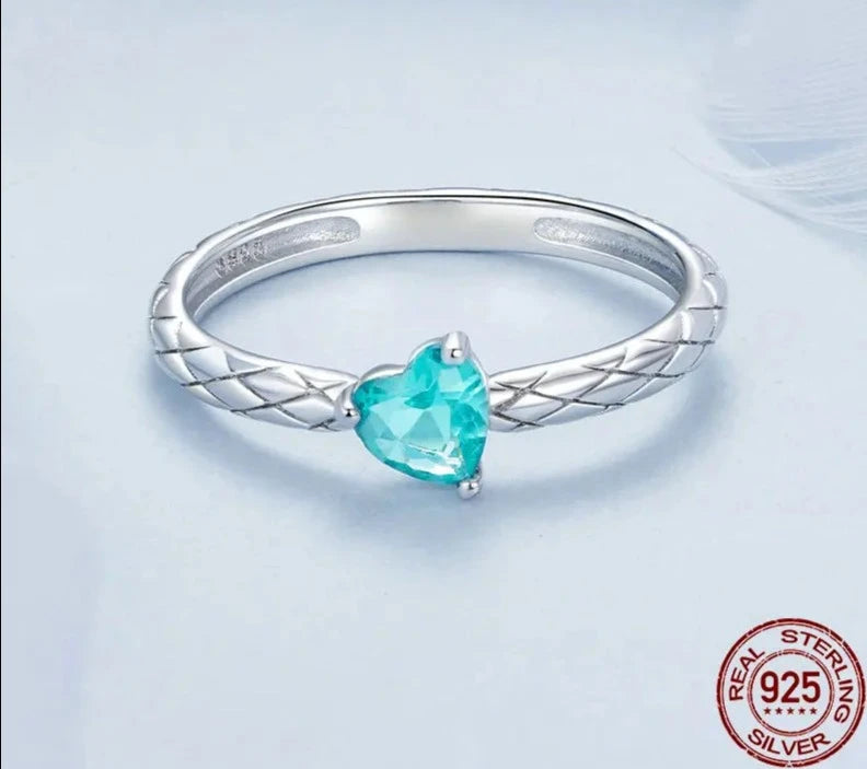 Vintage Blue Heart-shaped Friendship Ring