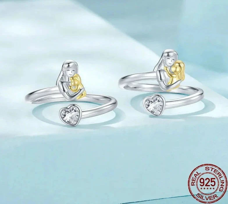 White Gold Plated Mother's Day Adjustable Ring