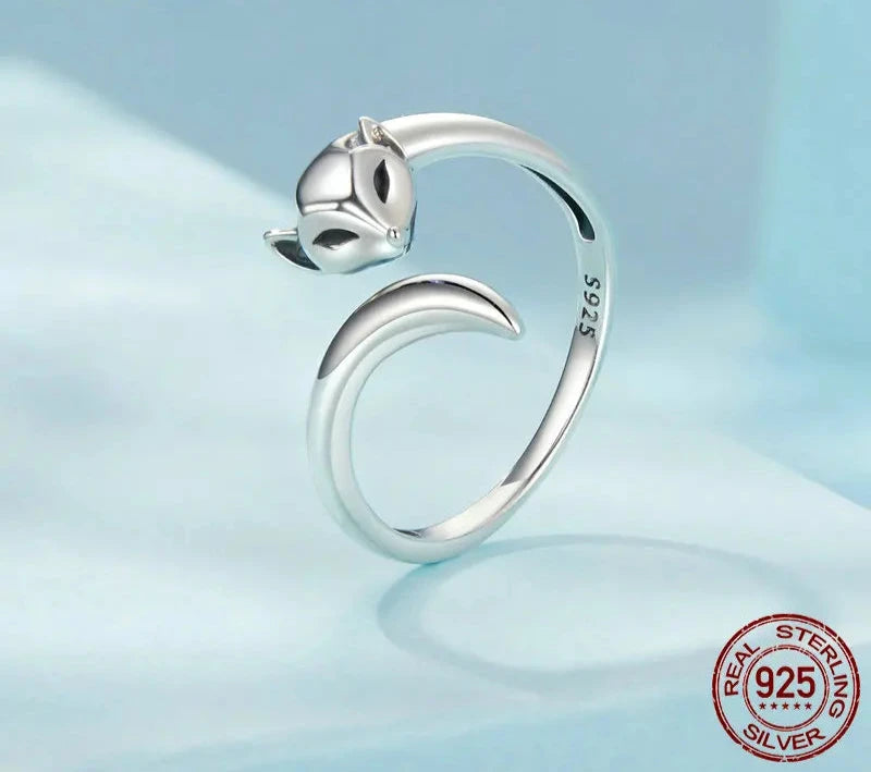925 Sterling Silver Fox Ring