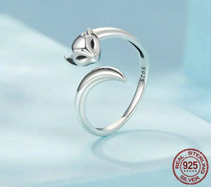 925 Sterling Silver Fox Ring