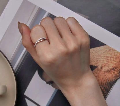925 Sterling Silver Twist Eternity Ring - TEA LU SHOP