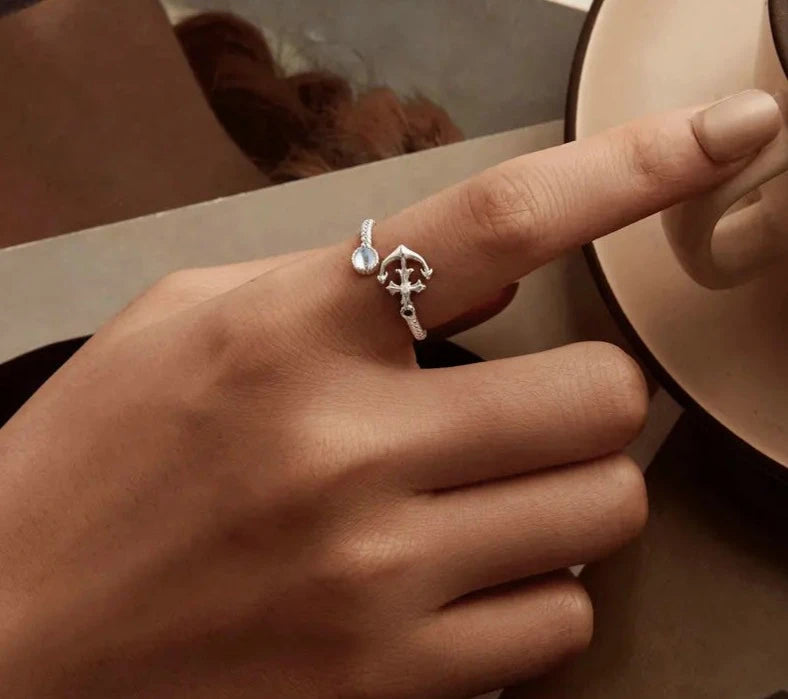 Anchor Open Moonstone Adjustable Ring