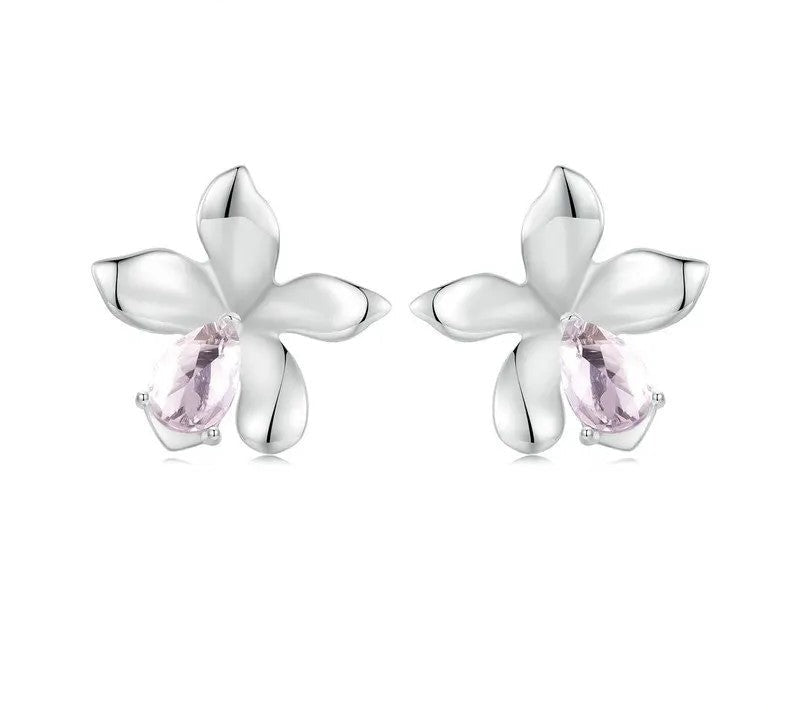 925 Sterling Silver White Gold Plated Stud Earrings - Shine Bright Store