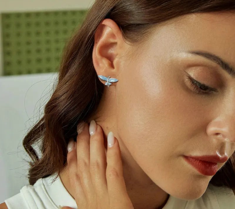 925 Sterling Silver Flying Fish Stud Earrings - Shine Bright Store