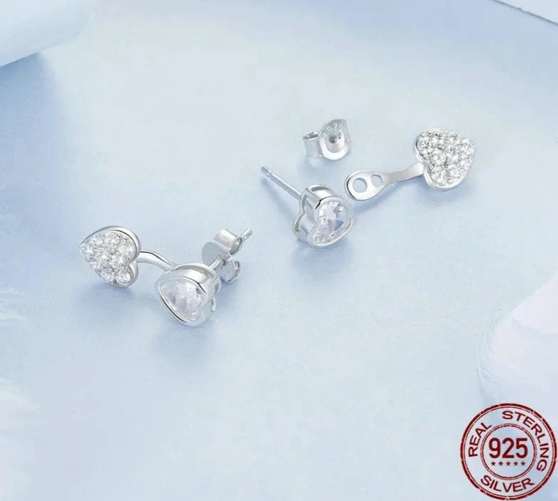 Sparkling Heart Cut CZ Dangle Earrings