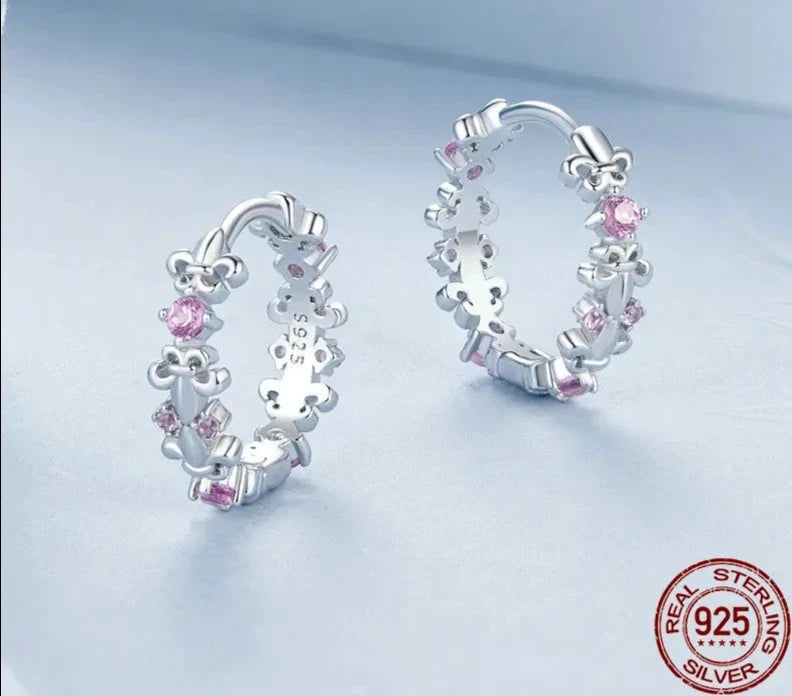 Iris Flower Hoop Earrings